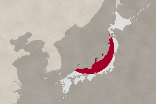 istock Asia map series with Japan, old paper, with flag 1478450449