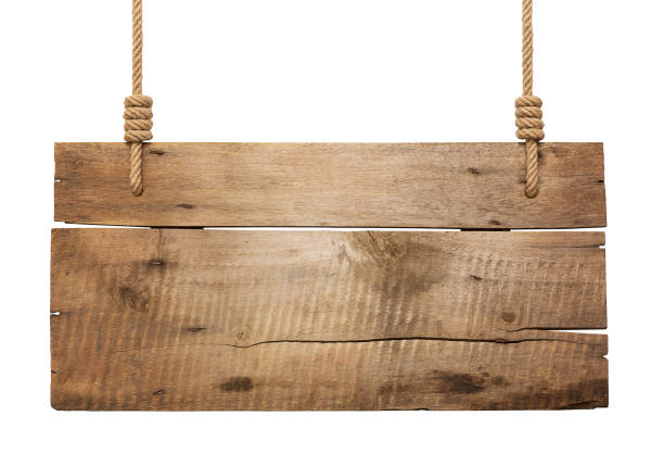 Wooden sign hanging on a rope