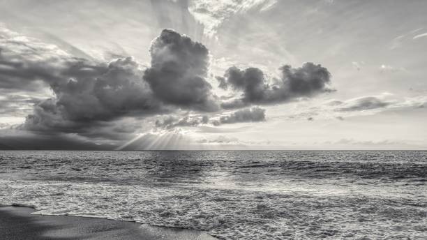 istock Grayscale of a seascape with clouds on the background 1478456622