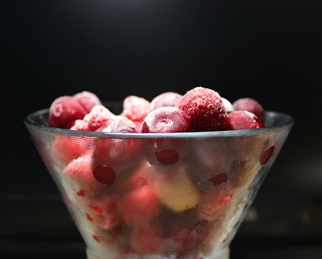 Bunch Of Frozen Berry Fruit In Glass Plate Detailed Stock Photo
