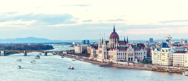 istock Cruise ships at sunset on Danube river 1478464112