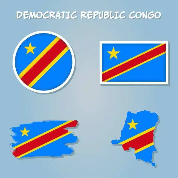 Vector illustration of Congo map and flag vector, Congo map, Congo flag.