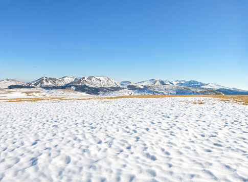 Beautiful view with a snowy mountain landscape during the winter