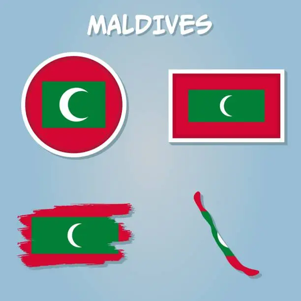 Vector illustration of Map of Maldives with national flag icon vector symbol.