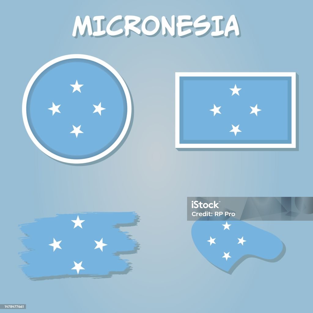 Carte Des États Fédérés De Micronésie Dans Les Couleurs Du Drapeau Des