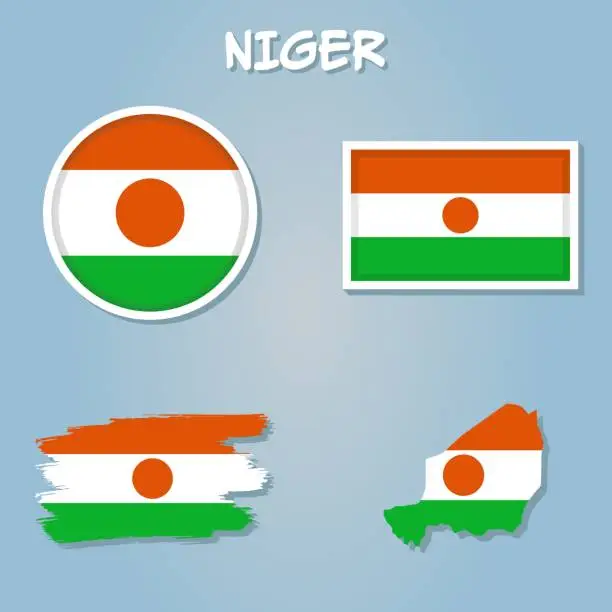 Vector illustration of Niger National Flag Map Design, Illustration Of Niger Country Flag Inside The Map.