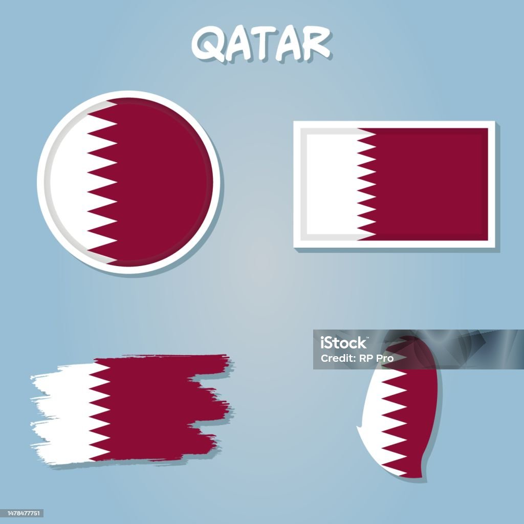 Qatari Colors Qatari Flag Overlay On Qatari Map With Polygonal Style Stock ...