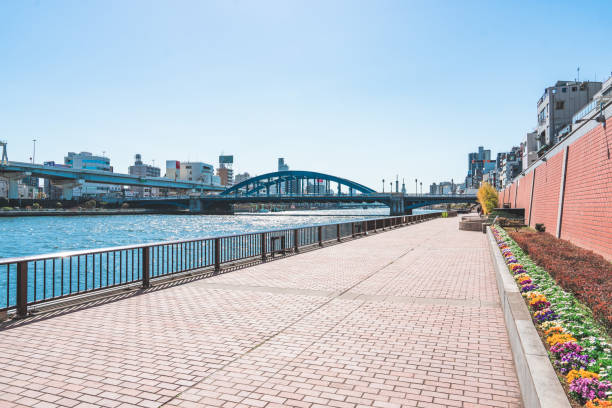 Asakusa panorama with Sumida river and Skytree