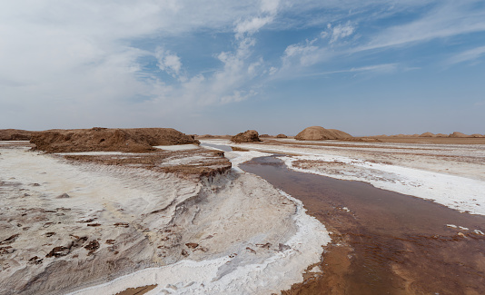 View of the Kalshour River or Shor river (salty river) in Lut Desert, Kerman Province, Iran