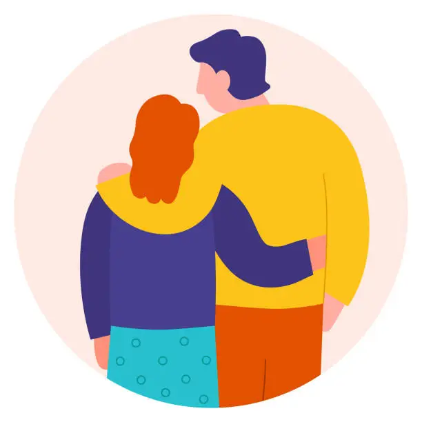 Vector illustration of Warm family hugs, friendly hug concept. Vector illustration