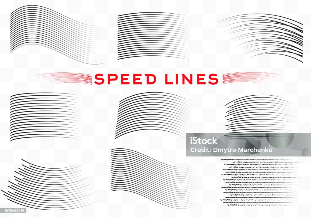 Speed Element Vector Set Of Speed Lines Design Element Motion Effect Signs Black Lines On ...