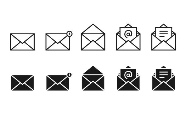 E-Mail Icon Set Vector Design. Scalable to any size. Vector illustration EPS 10 file. open letter icon stock illustrations