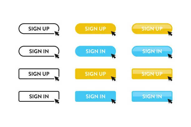 Vector illustration of Sign Up and Sign In Button Set Vector Design.