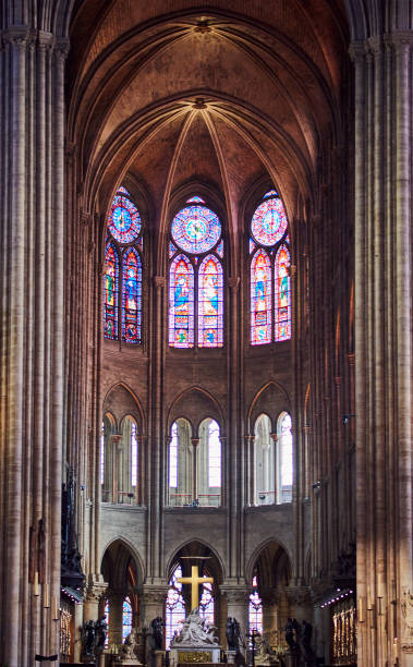 istock Notre Dame interior with stained glass 1478495291