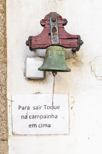 Europe, Portugal, Porto, Vila Nova de Gaia.  April 6, 2022. Doorbell at the Convento de Corpus Christi in Vila Nova de Gaia.