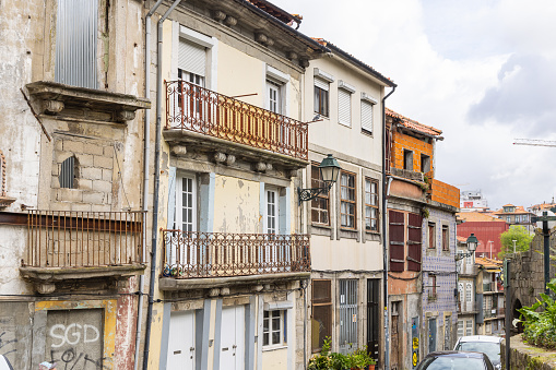 Europe, Portugal, Porto. April 7, 2022. Old residential buildings in Porto.