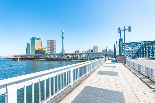 Asakusa panorama with Sumida river and Skytree