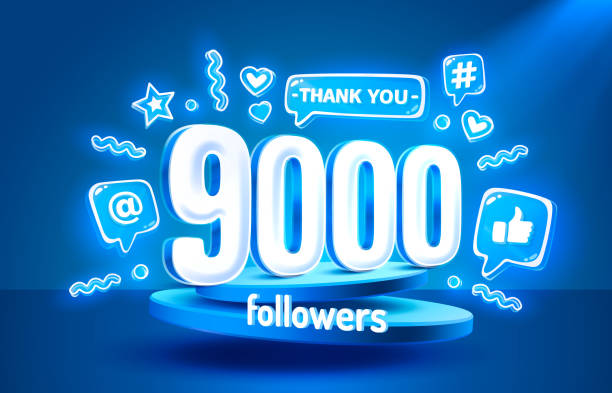 Thank you 9000 followers, peoples online social group, happy banner celebrate, Vector Thank you 9000 followers, peoples online social group, happy banner celebrate, Vector illustration Worshipper stock illustrations