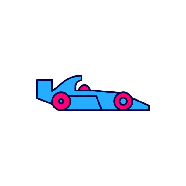 ilustrações, clipart, desenhos animados e ícones de contorno preenchido ícone do carro de corrida de fórmula 1 isolado no fundo branco. vetor - racecar color image illustration technique speed