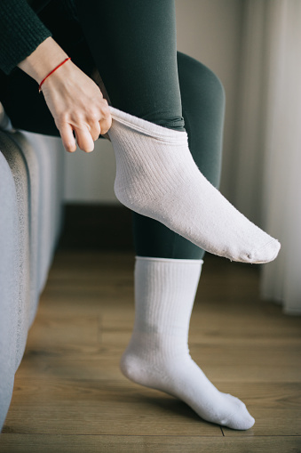Woman wearing white socks