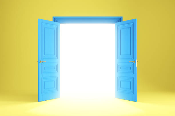istock Doors opening to the bright light. Abstract image of a portal, another dimension, bright sunlight. 1478503699