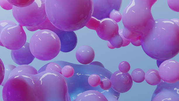 istock organic shapes. Morphing colorful blobs, Abstract 3d background. Liquid flowing colors. soap bubbles, metaballs. drops, Liquid gradient, flowing spheres, substance, nanoparticles, 3d render 1478504547