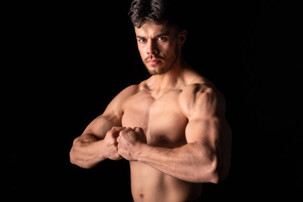 Portrait of a young body builder stock photo