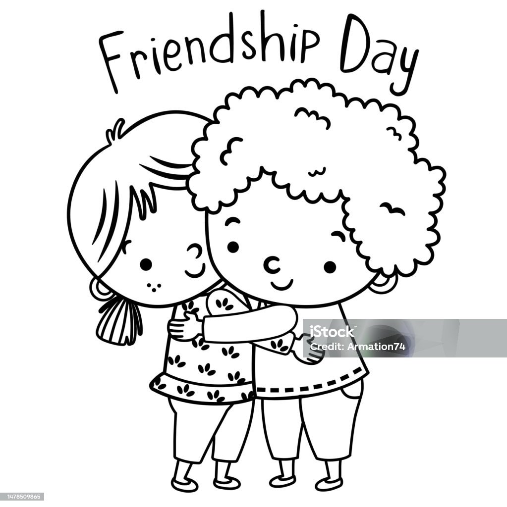 Black And White Happy Friendship Day Stock Illustration - Download ...