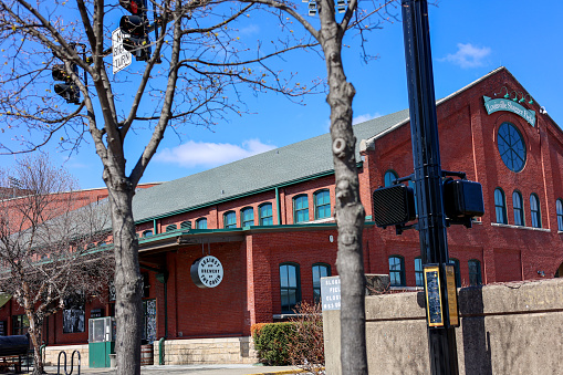 Louisville, Kentucky USA  March 19, 2023 An exterior view of the Louisville Slugger  baseball field in downtown Louisville, Kentucky