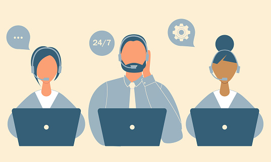 Images Customer Service Computer Customer Service Workers With Headsets And Laptops Service Or Consult ...