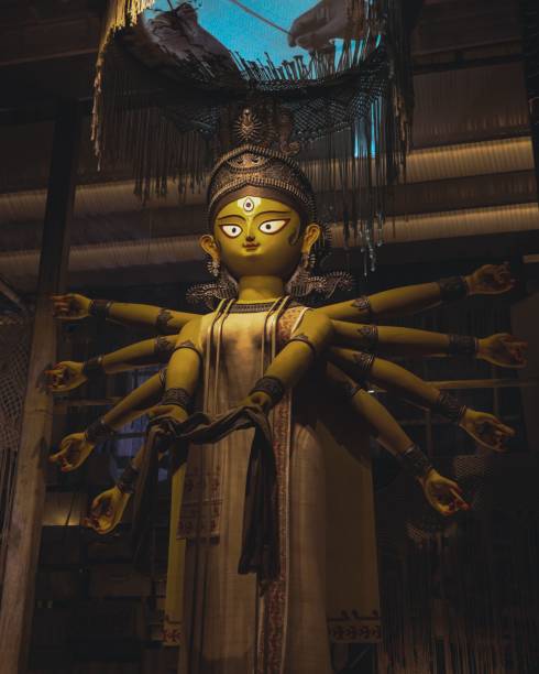 istock Vertical closeup of the Durga Hindu goddess statue 1478523283