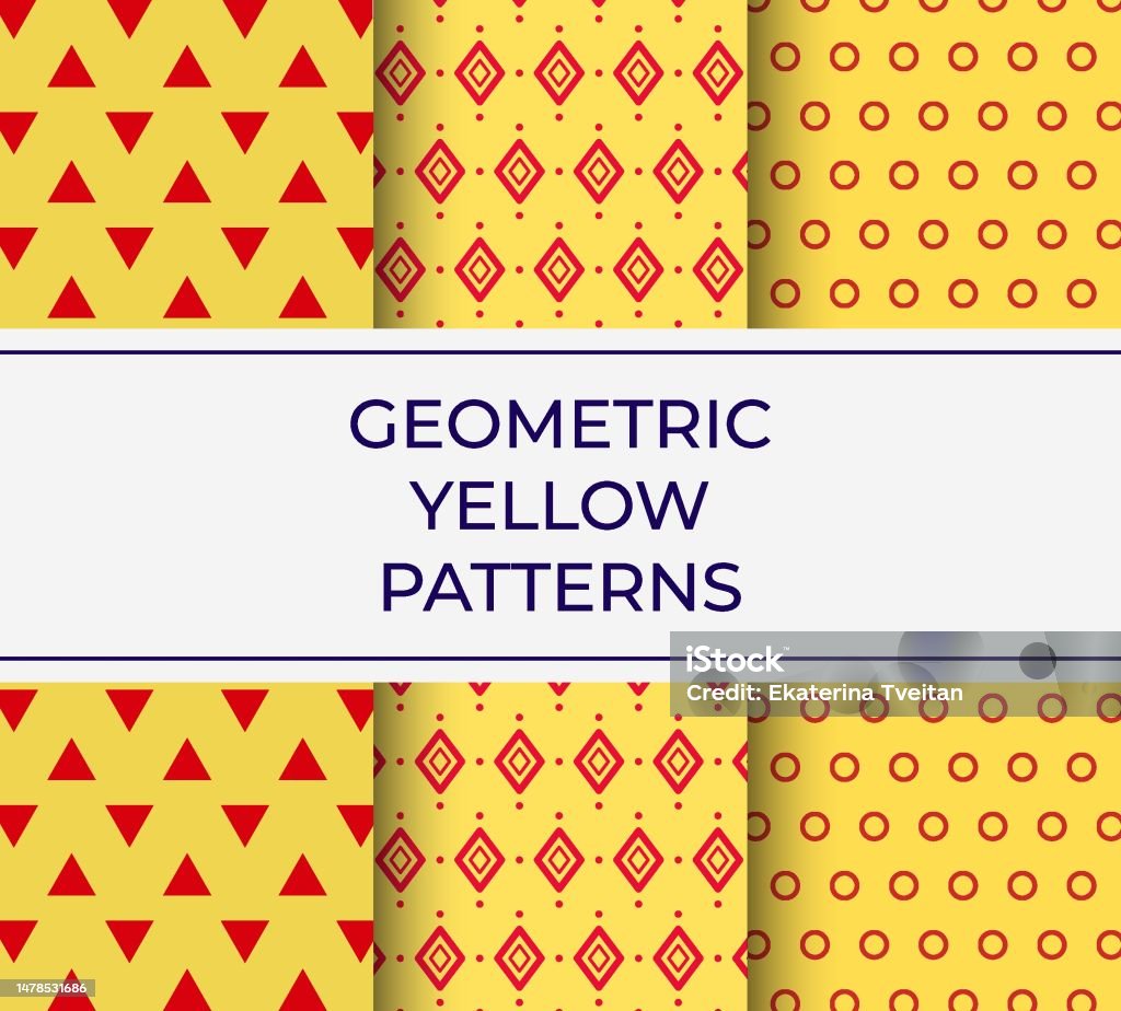 Textile Pattern Yellow Color Collection Set Of Geometric Yellow Patterns For Decoration Package ...