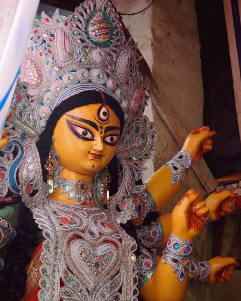istock Vertical closeup of the Durga Hindu goddess statue 1478532965