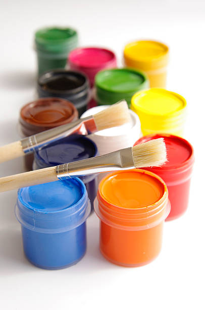istock gouache of paint and brush on white background 147853431