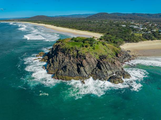 aerial view of cabarita beach. new south wales, australia. - cabarita beach imagens e fotografias de stock