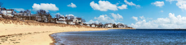 Views of Falmouth, MA on Cape Cod, not far from Boston, MA.  Vineyard Sound is in the background of these sweeping images and this is a popular place for walks along the water.
