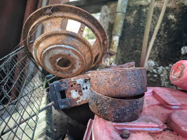 istock a collection of rusty iron electronic devices, metal speakers that have been rusted and thrown away in a junkyard 1478551102