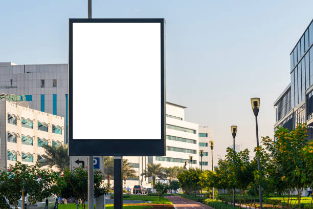 istock Blank electronic advertising poster with blank space screen for text message or promotional content, clear banner in urban setting, empty poster, public information billboard 1478557810