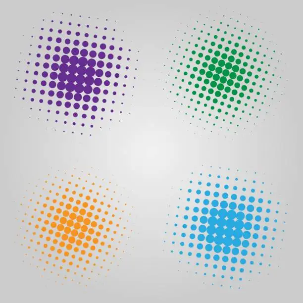 Vector illustration of Abstract circles with dotted gradient halftone effect.