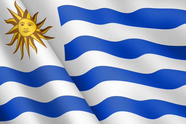 istock Uruguay waving flag 3d illustration sun and stripes 1478565523