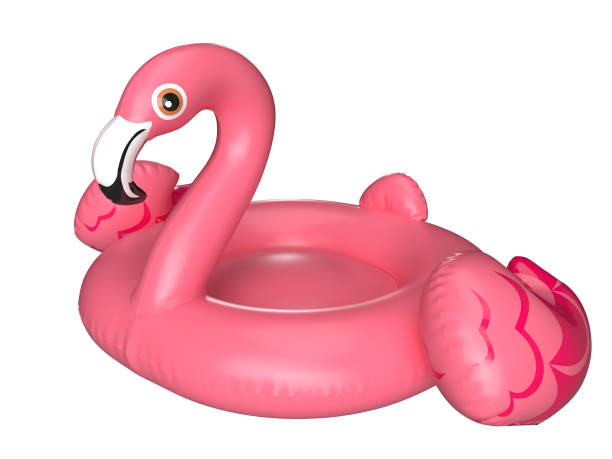 istock Flamingo inflatable float. Pink inflatable swimming pool rings and balloon. 3D float flamingo summer beach or pool toys, swimming pool, summer. Sea concept. 3d rendering 1478573490