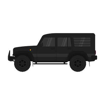 SUV icon. Off-road vehicle. Color silhouette. Side view. Vector simple flat graphic illustration. Isolated object on a white background. Isolate.