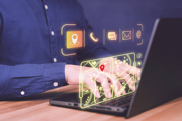istock Customer adult man using laptop computer searching the location on map, email, address, chat message. Customer support hotline contact us people connection concept. 1478578517