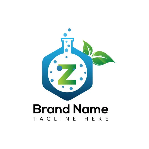Vector illustration of Eco Lab Logo On Letter Z Template. Eco Lab On Z Letter, Initial Eco Lab, Leaf, Nature, Green Sign Concept