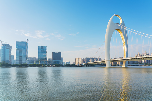 Scenery of the Skyline and Bridge of Guangzhou City, China  On February 26, 2017