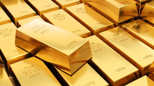 Gold bars 1000 grams pure gold,business investment and wealth concept.wealth of Gold ,3d rendering
