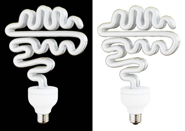 istock 3D Fluorescent Lightbulb Shaped as a Brain Isolated on Black and White Background 1478604120