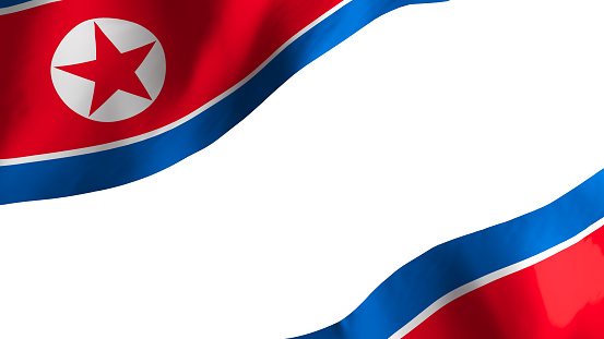 national flag background image,wind blowing flags,3d rendering,Flag of North Korea