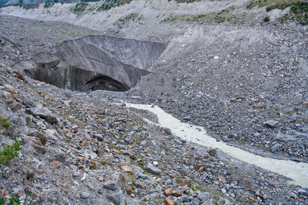 A glacier moraine on the italian side of Monte Rosa. Pennine Alps. Anzasca Valley. Macugnaga Municipality. Piedmont. Italy.