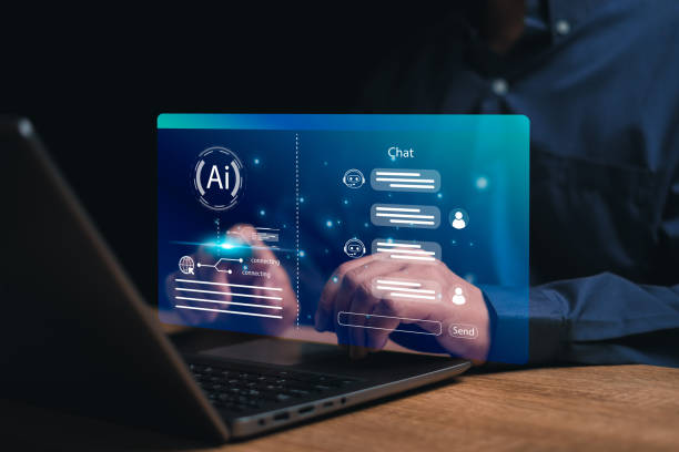 istock Chatbot Chat with AI Artificial Intelligence concept,Businessman chatting with Ai,Technology created in the future world and popular communication around the world,Futuristic technology transformation 1478617744